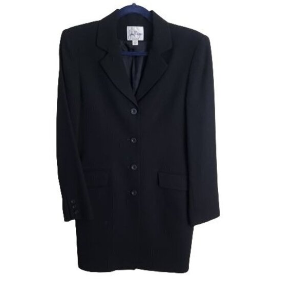 John Meyer Vintage Black Pure Wool Overcoat Size 6 - Picture 1 of 4